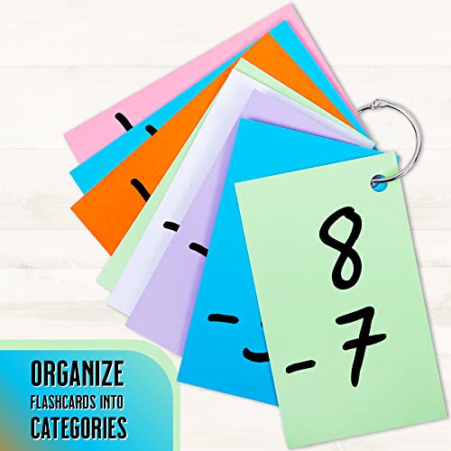 Hapinest 1000 Blank Flash Cards Colored Index Cards 3x5 w/20 Binder Rings, Unruled Unlined Index Cards with Ring, Hole Punched Notecards Flashcards, Color Note Cards for Studying Home Office Supplies