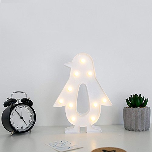 Moamun Marquee Night Light, Led Lamp Wall Decoration For Kids & Adults Room/Living Room/Bedroom Table - Battery Powered (Penguin) #TOP7