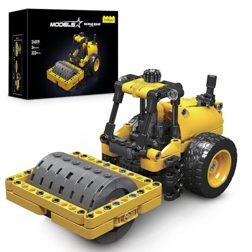 HIGH GODO City Road Roller Building Sets for Kids, Mini Excavator Cars Building Blocks Toys Sets,Ideal Gift Educational Engineering STEM Toys for Boys and Girls （223 Pcs