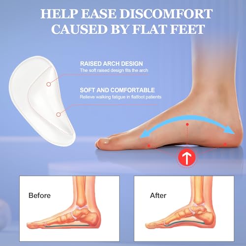 Image of 6 Pairs Arch Support Inserts for Women & Men, Reusable Arch Support Cushions for Plantar Fasciitis Relief, Shoe Insoles for Flat Feet, Sandals, Heels, Work Shoes
