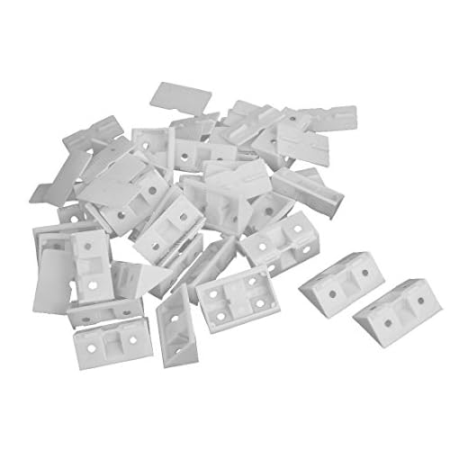 REFURBISHHOUSE 30 piezas soportes apoyados de angulo de esquina de estante de gabinete de 90 grados de plastico de color blanco