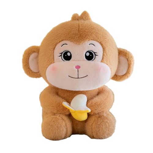 Wgxzyq 8inch Monkey Stuffed Animal with Banana, Soft Brown Monkey Plushie Toy, Birthday Xmas Gift for Kids (Light Brown)