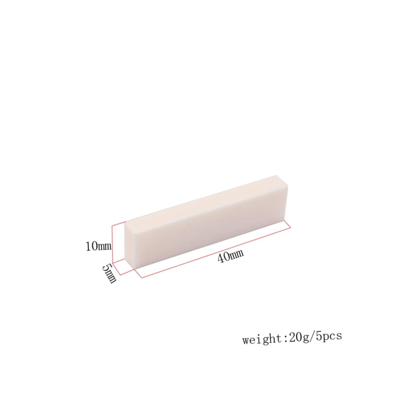 Garneck 5pcs Classical Guitar Blank Buffalo Bone Nut Saddle 40x10x5mm Guitar Nut Blank for Mandolin Banjo Ukulele