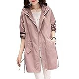 [Maison de TAO] [メゾンドタオ] モッズコート スプリングコート フード付き ジップアップ 無地 長袖 コート ジャケット アウター 春 秋 冬 レディース (XXL, ピンク)