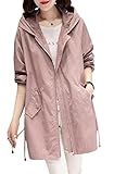 [Maison de TAO] [メゾンドタオ] モッズコート スプリングコート フード付き ジップアップ 無地 長袖 コート ジャケット アウター 春 秋 冬 レディース (XXL, ピンク)