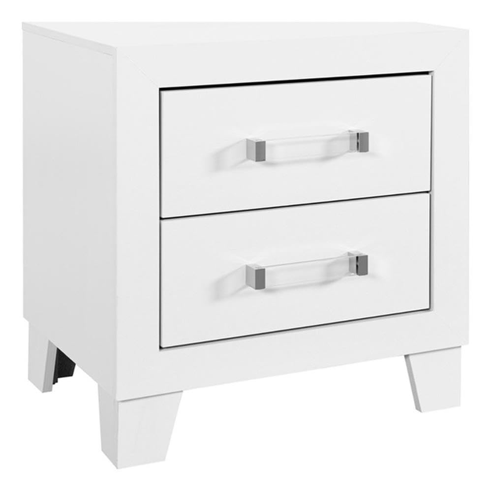 Global Furniture USA Luccia White Wood 2-Drawer Nightstand