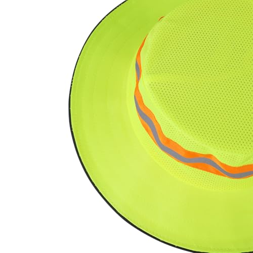 Image of Unisex High Visibility Reflective Bucket Hat Mesh Wide Brim Work Safety Boonie Hat Sun Protection Packable Sun Cap Bucket Cap