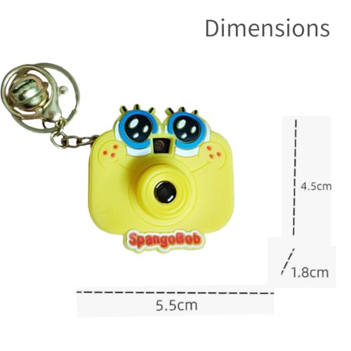 Image of Mini Projector Camera Toy with Bell, Plastic Multicolor Design, Light Projection Feature, Cartoon Keychain for Kids