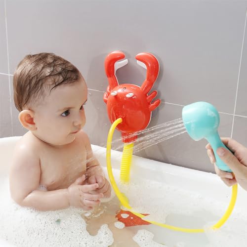 Image of Baby Bath Shower Head for Toddlers 1-3 Baby Bath Toy with Sprinkler, Mambobaby Bathtub Shower Rinser Toy Electric Shower Sprinkler Sprayer Toy for Boys Girls Infants Kids, Crab