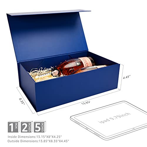 Image of LIFELUM Gift Boxes 5 Pack 13.85 x 8.35 x 4.45 inch, Large Gift Box for Presents with Ribbon,Card,Shredded Paper Filler