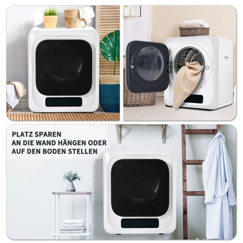 Secador de aire de 850 W con desinfección UV, capacidad de 3-4 kg, 6 programas, tambor de acero inoxidable, 60 dB silencioso, montaje en pared, ideal para pequeños apartamentos y familias - imagen 9