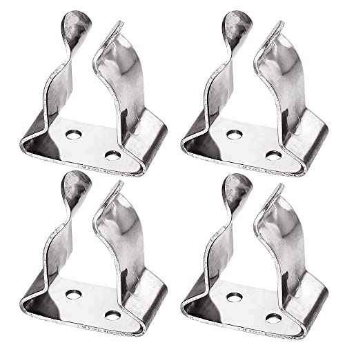 Mojiate 4 Pieces of Stainless Steel Boat Hook Small Spring Clamp Holder Boat Oar Holders Marine Spring Clip Silver Bracket Clip (2-Small 5/8