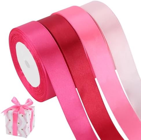 ZEFAN Geschenkband, 4 Rollen Geschenkband - 88m x 20mm, Satinband...