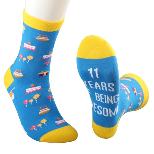 MBMSO Happy 11th Birthday Gifts 1 Pair 11th Birthday Socks for Girls Boys 11 Years Bday Gift
