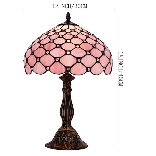 Image of WERFACTORY Tiffany Lamp Stained Glass Bead Table Lamp Desk Light 18 Inch