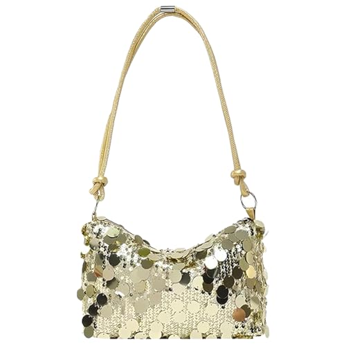 Wekuw Handtasche Damen Glitzer Pailletten Damen Handtasche Clutch Damen-clutches Abendtasche Hohe Kapazität mit Reißverschluss Handbag als Party Zubehör für Prom Hochzeit Party Bankett (Golden)
