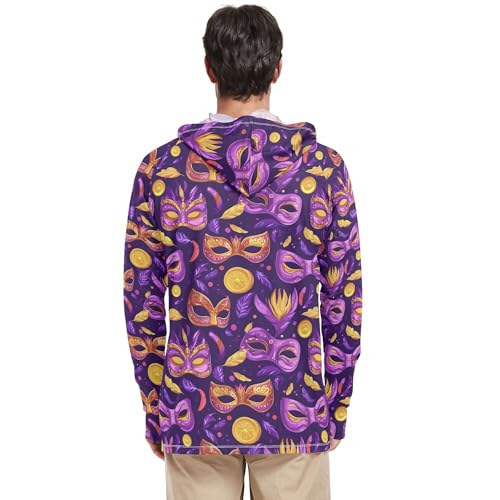 Mardi Gras Carnival Coin Men's Sun Shirts Hoodies Long Sleeve Beach Hoodie Swim Shirt UPF 50+ S3