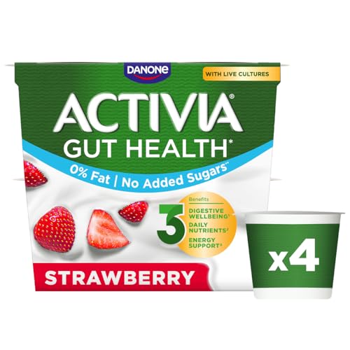Activia 0% Fat Strawberry Yogurt, 4x115g