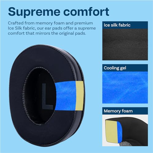 Almohadillas de repuesto para auriculares Logitech G Pro, G Pro X, G Pro X 2, G Pro X SE por MMOBIEL - Almohadillas con gel refrigerante para aislamiento de ruido - Negro miniatura 3