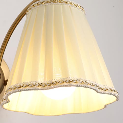 Aplique de pared de tela vintage con flores blancas y acabado dorado para el dormitorio 7