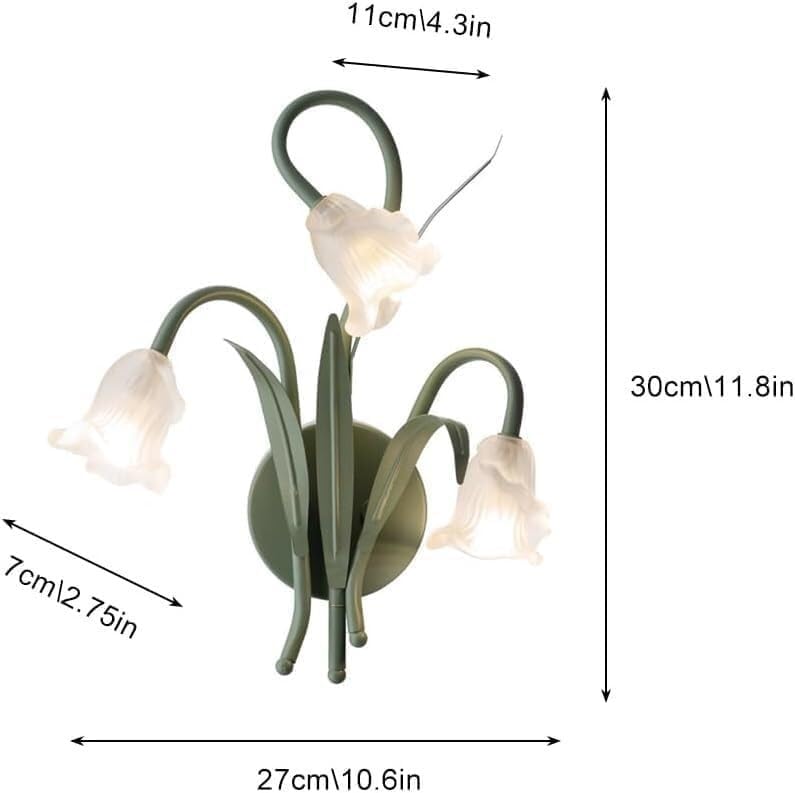 Miniatura 7 de Nordic Farmhouse Wall Sconce Frosted Glass Green Milk White Flower Vintage Wall Light for Girls Bedroom Bedside Living Room Hallway Modern Lighting