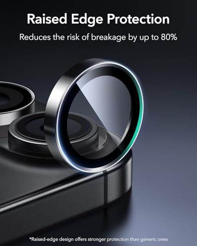 ESR Camera Lens Protector for iPhone 17/iPhone 16/iPhone 16 Plus, Ultra-tough HD Individual Lens Protectors, Ultra-thin Tempered Glass, 1 Pack, Black