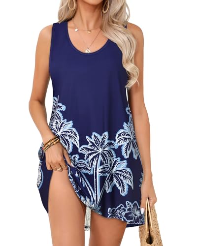 Image of elescat Womens Swimsuit Cover Up Summer Sleeveless T Shirt Beach Dress Tank Bikini Coverups 2026