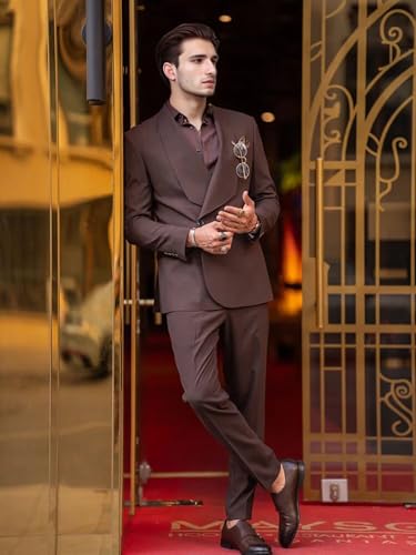 Mens Slim Fit 2 Piece Suits Formal Suit Set for Wedding One Button Prom Tuxedos for Men Grooms Business Casual Suit3