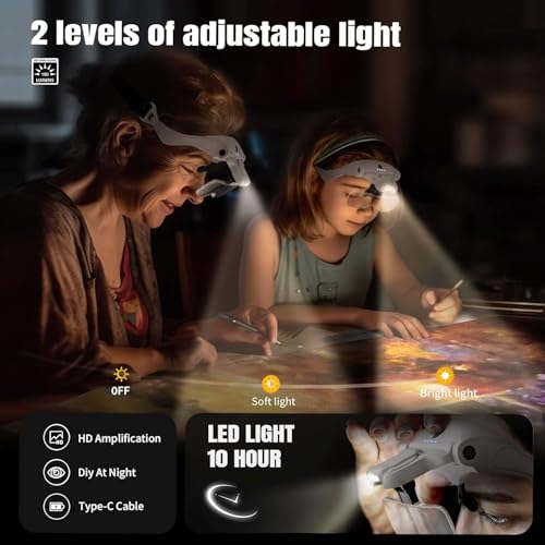 ARTDOT Magnifying Glasses with 4 LED Lights, 2 Levels Adjustable Brightness Magnifying Lamp as Diamond Art Accessories for Diamond Painting Hobbies Reading Crafts Close Cross Stitch Work Sewing