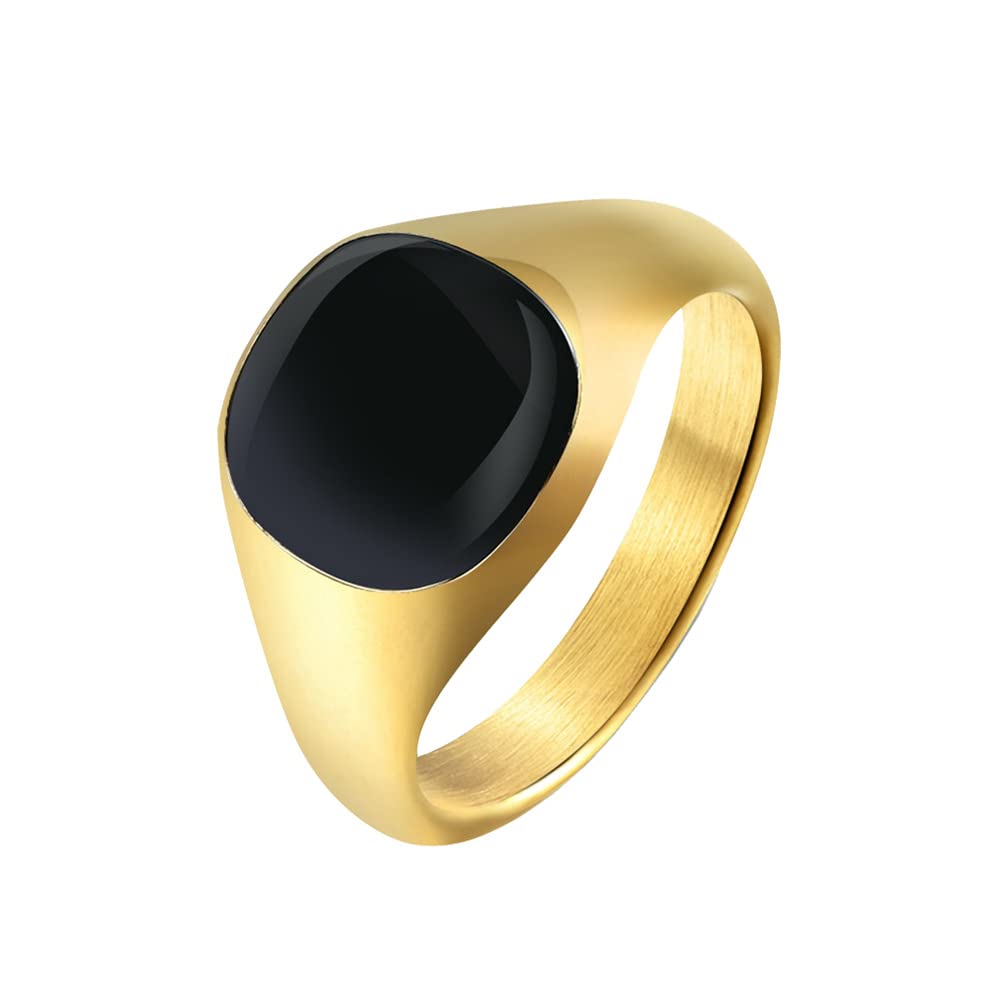 HIJONES Moda Negro Llanura Boda Anillo para Hombres Acero Inoxidable