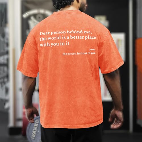Image of Dear Person Behind Me Shirt You are Enough Tshirts for Men Oversized Inspirational Positive Tees Vintage Graphic Tops