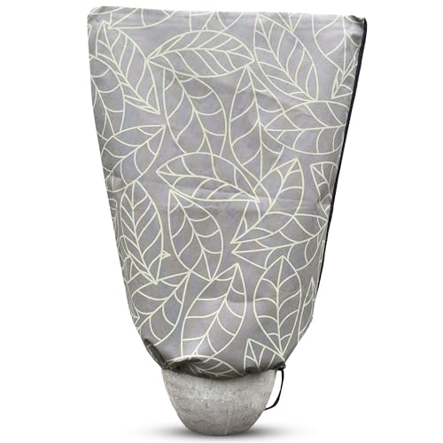 UB-STORE Plant Covers Freeze Protection 24"x32" in 4 Pack | Brown Winter Frost Blankets for Outdoor Plants | Reusable Garden Cover Bags with Zipper Drawstring | Cold Weather Shrub Protection Cloth