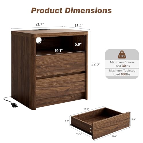 Walnut Dresser Bedroom Set,7 Drawer Dresser & 2 Drawer Nightstands