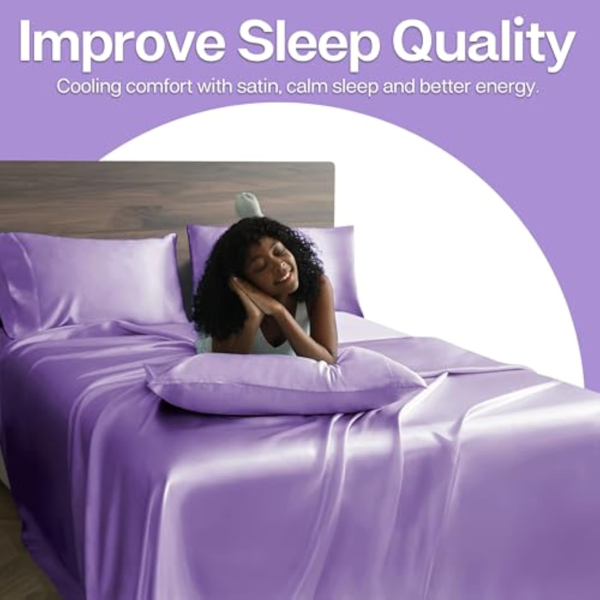 Satin Pillowcase for Hair and Skin, 2 Pack, Lavender