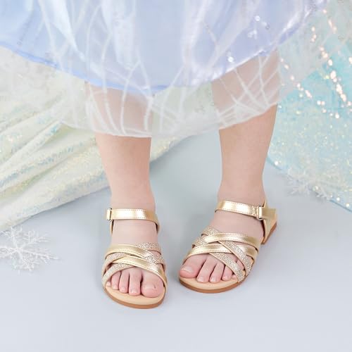 Image of Felix & Flora Toddler Girl Sandals - Little Girl Easter Dress Shoes Lightweight Open Toe Beach Holiday Flats
