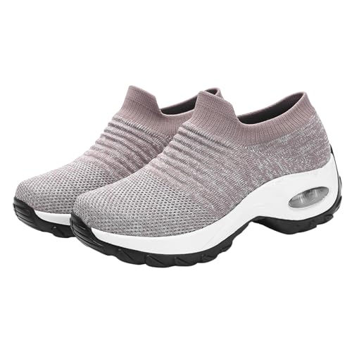 DEARMAMY 1 Par Tenis Tejidos con Mosca Zapatos para Mujer Zapatillas Blancas para Mujer Anchas Women Zapatos De Mujer Zapatos De Niñas Zapatos Casuales Zapatos De Gimnasia Femeninos Khaki