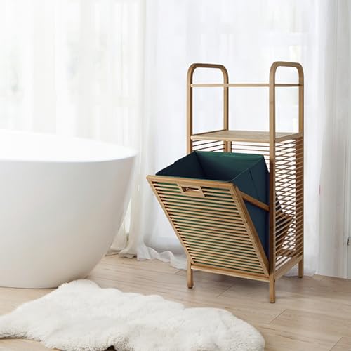 Panier à linge pour petit espace : optimisez votre salle de bain avec style et tiroirs en bambou