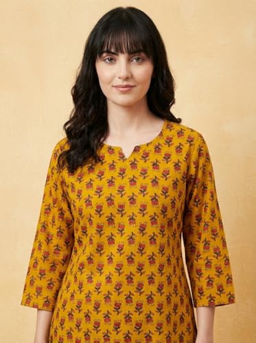 Image of Bee M Pee Designer Trendy Floral Printed Cotton Kurta Coord Sets for Women | Stylish Casual Tunic Kurti Set with Pant for Woman for Office