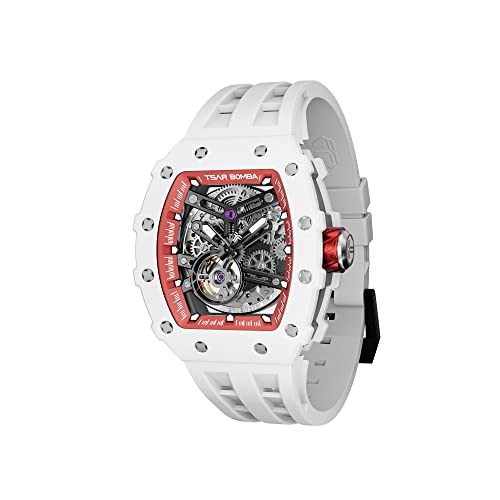 Image of TSAR BOMBA Mens Luxury Watch Automatic Watches for Men 50M Waterproof Japanese Mechanical Movement Tonneau Stainless Steel Case Sapphire Glass Big Face Cool Unique Fashion Gift Men