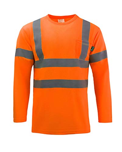 Kolossus Hi Vis Construction Shirts for Men Long Sleeve Reflective Safety Work Shirt Front Pocket Yellow Orange Class 3 - Image 6