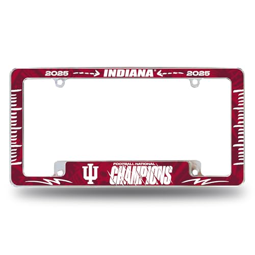 Rico Industries NCAA Indiana Hoosiers 2026 Football National Champions 12" x 6" Chrome All Over Automotive License Plate Frame for Car/Truck/SUV