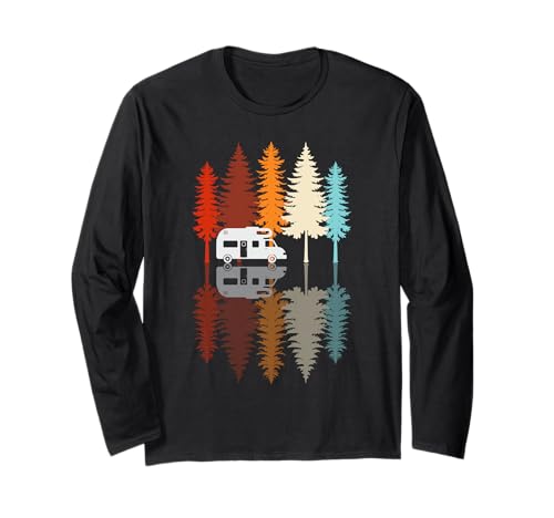 Retro Vintage Camping Avventura Natura All'aperto Maglia a Manica