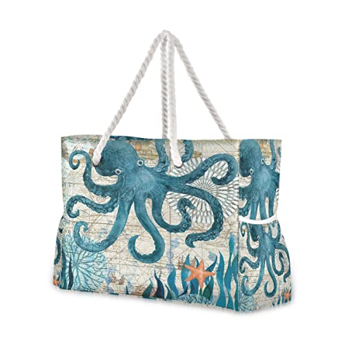 senya Large Beach Bags Totes Canvas Tote Shoulder Bag Soft Wave Water Resistant Bags for Gym Travel Daily Ocean