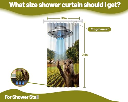 Image of Small Stall Narrow Shower Curtain 36 x 72 Inch Funny Otter Stand Up Cute Animal Shower Curtains for Rv Camper Bathroom Decor Sets, Waterproof Cloth Fabric with Hooks