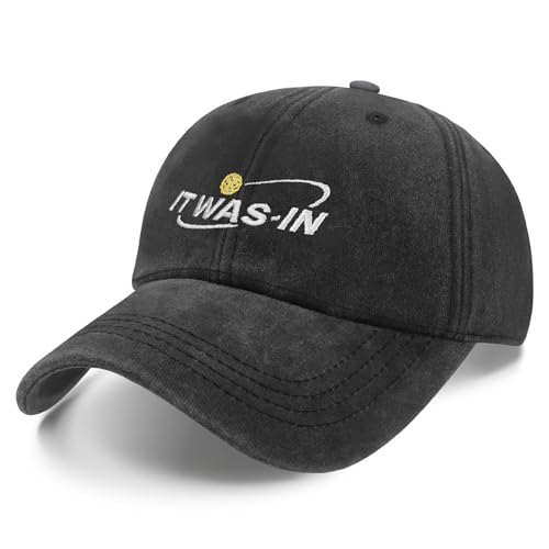 XIAOSLMP Pickleball Gifts for Men Women Embroidered Adjustable Cotton Material Washed and Distressed It was in Baseball Cap Black