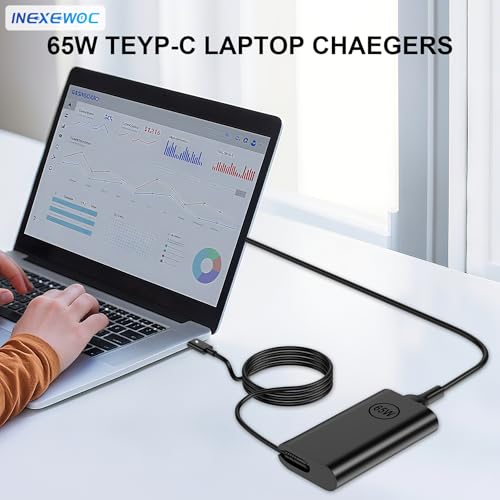 Image of 65W Watt USB Type C Laptop Charger Compatible with Dell Latitude 5420 5440 5520 5430 5450 5540 5550 7420 7440 7430 9250 XPS 12 13 9250 9350 9380 9370 9360 Chromebook 3100 Power Cord Adapter