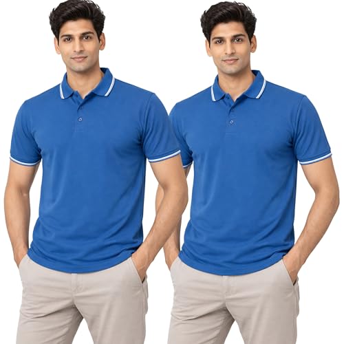 Image of Hangout Hub Men's Polo T Shirt | Solid | Plain Regular Fit Tees|Collar T-Shirts|Half Sleeves|Set of 1 & 2|HH.MP.MAR