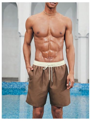 Verdusa Men's Colorblock Drawstring Waist Swim Trunks Summer Beach Board Shorts with Pockets4