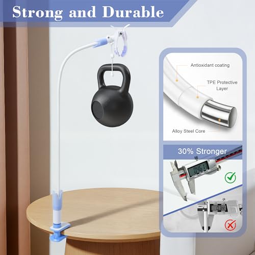 Image of CPAP Hose Holder for Bed, No-Drill C-Clamp CPAP Stand Bedside, Tangle-Free CPAP Hose Hanger & Hose Lift, Reinforced CPAP Tube Holder Holds Hose and Mask（White Plus）