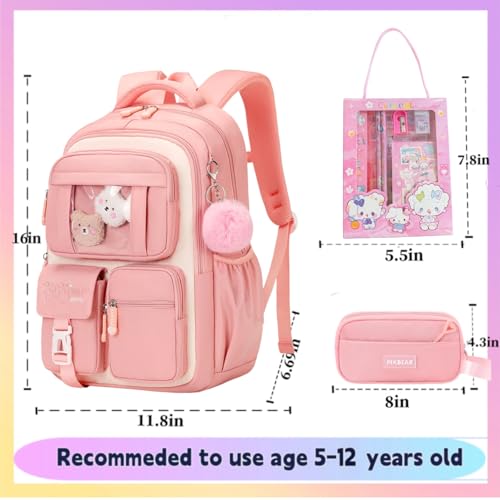 Image of Girls Backpack Kids Backpack for Girls Kawaii Ita Kids School Bookbag for Teen Elementary Middle School